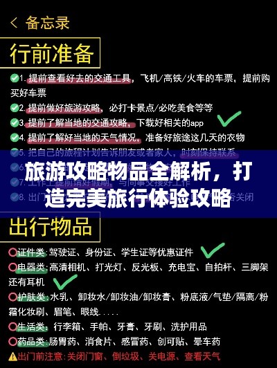 旅游攻略物品全解析,打造完美旅行体验攻略