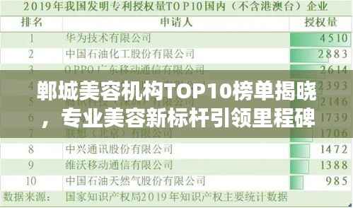 郸城美容机构TOP10榜单揭晓，专业美容新标杆引领里程碑